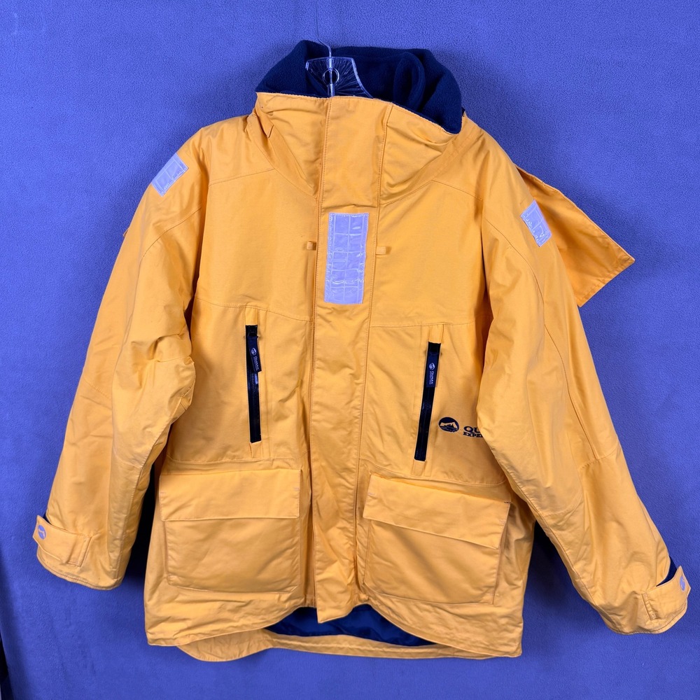Quark Expeditions Parka Jacket Mens Large Yellow Polar Adventure Outdoor Heavy